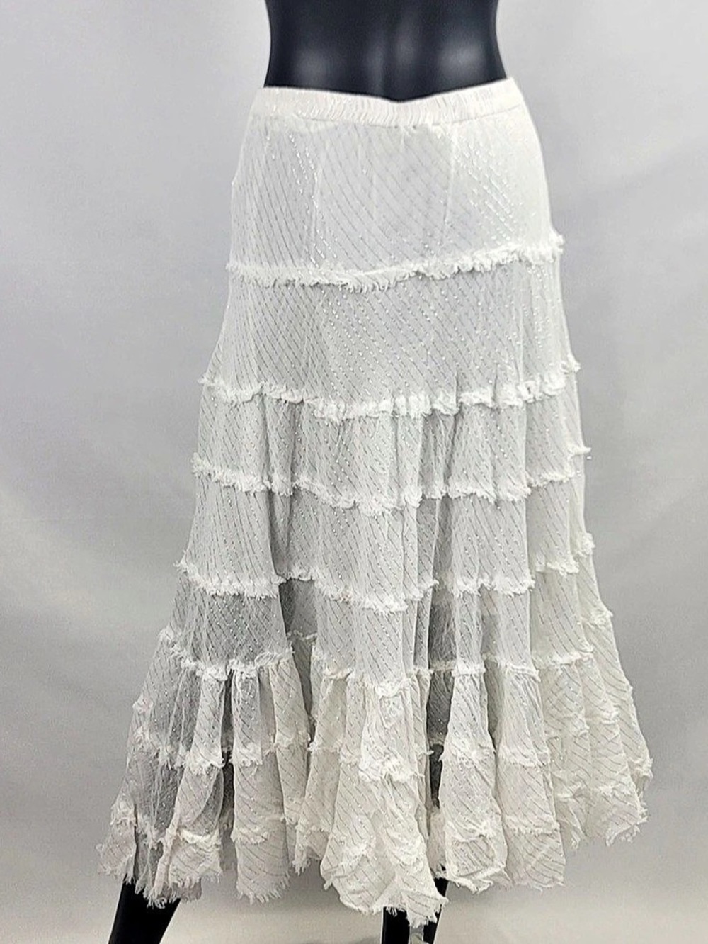 Jennifer Lauren Tiered Ruffle Skirt in White Size Medium